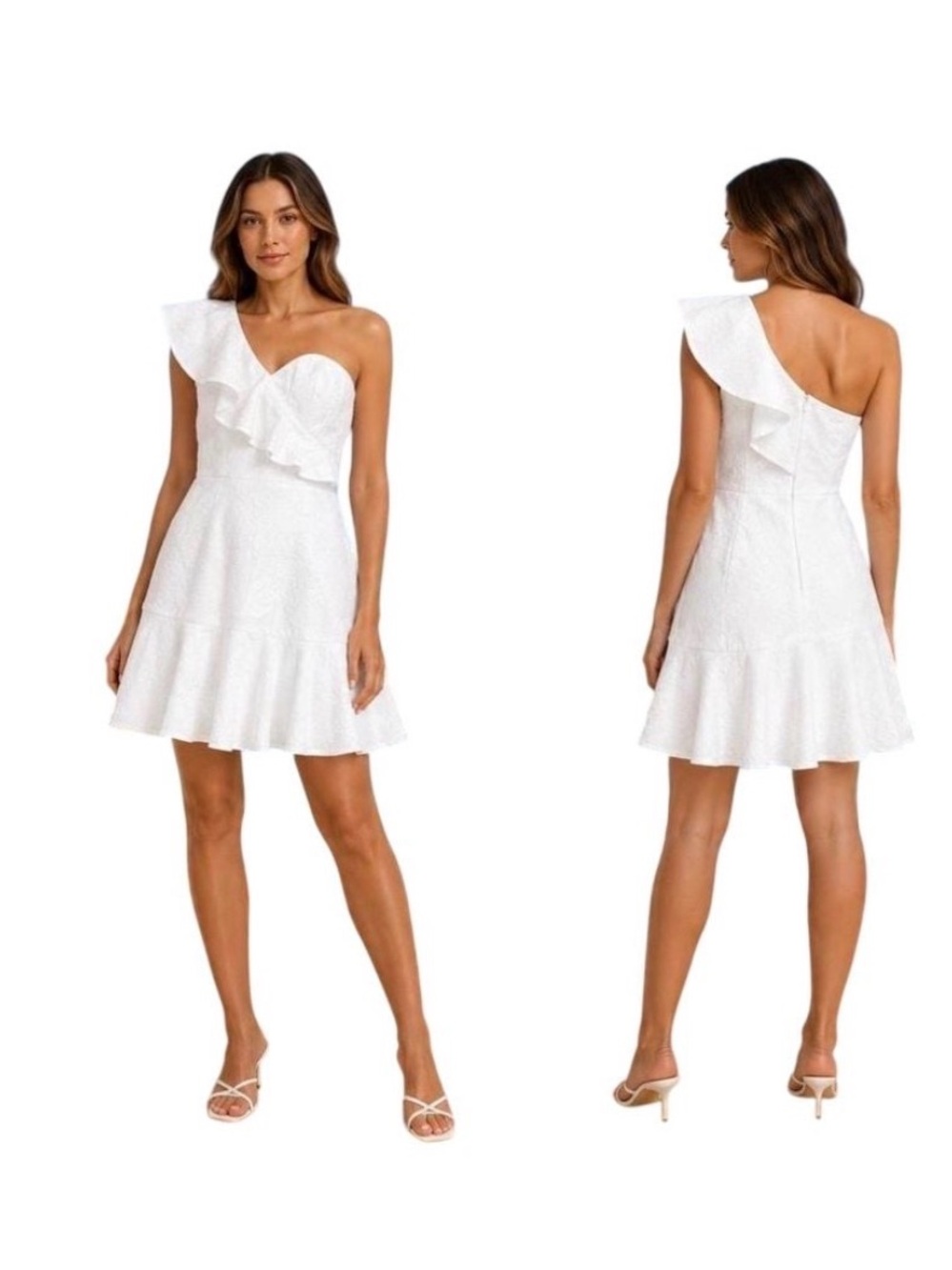 Lilly Pulitzer White One-Shoulder Ruffle Mini Romper SIZE 12